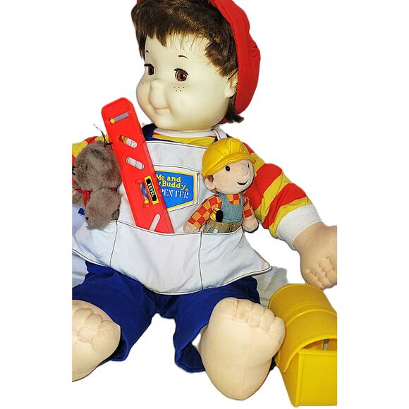 22" VNTG 80s Me & My Buddy Carpenter Has His Tools, Bear & Bob the Builder Doll - Picture 3 of 13